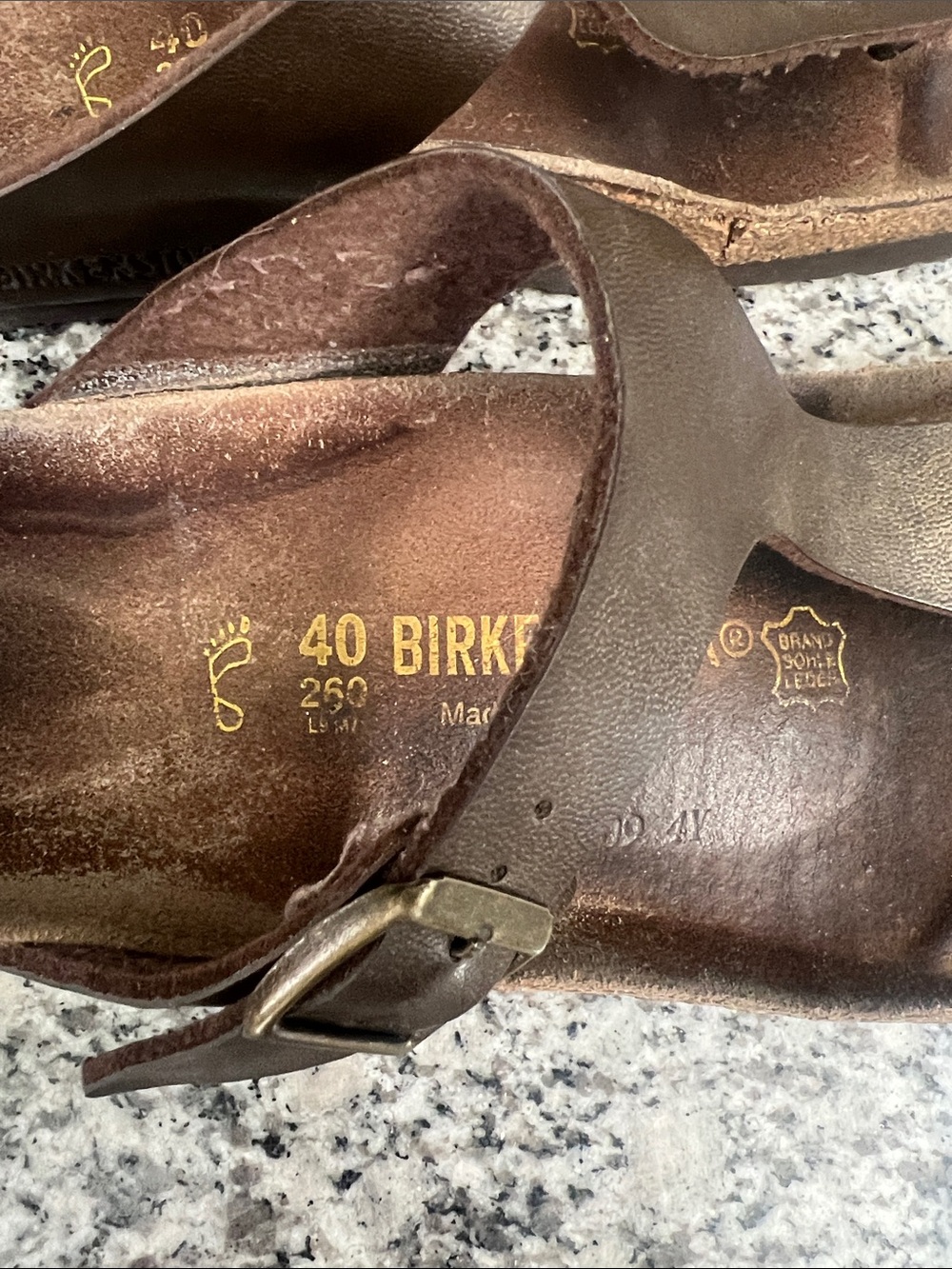 Birkenstock women’s metallic Brown Leather Gizeh Sandals Buckle Sz 9 (EU41) - Picture 4 of 12